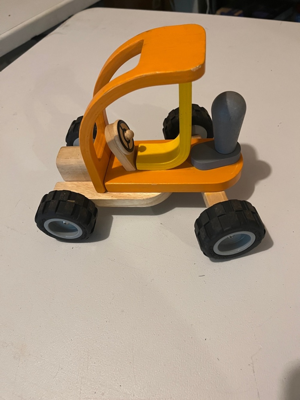 Plan Toys Wooden Orange Push Car Toy For Kids - Forklift